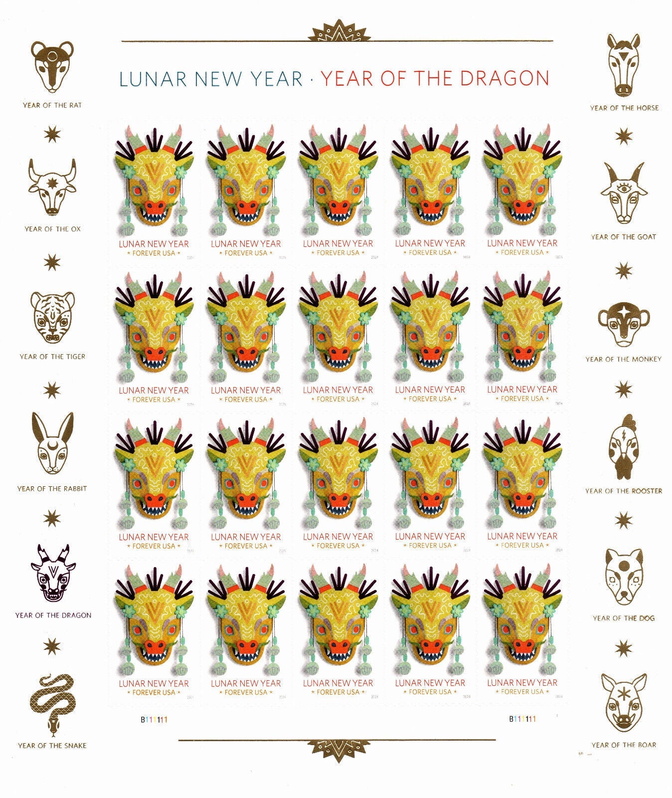 Year of the Dragon Stamp Celebrates Lunar New Year Forever First Class Postage Stamps