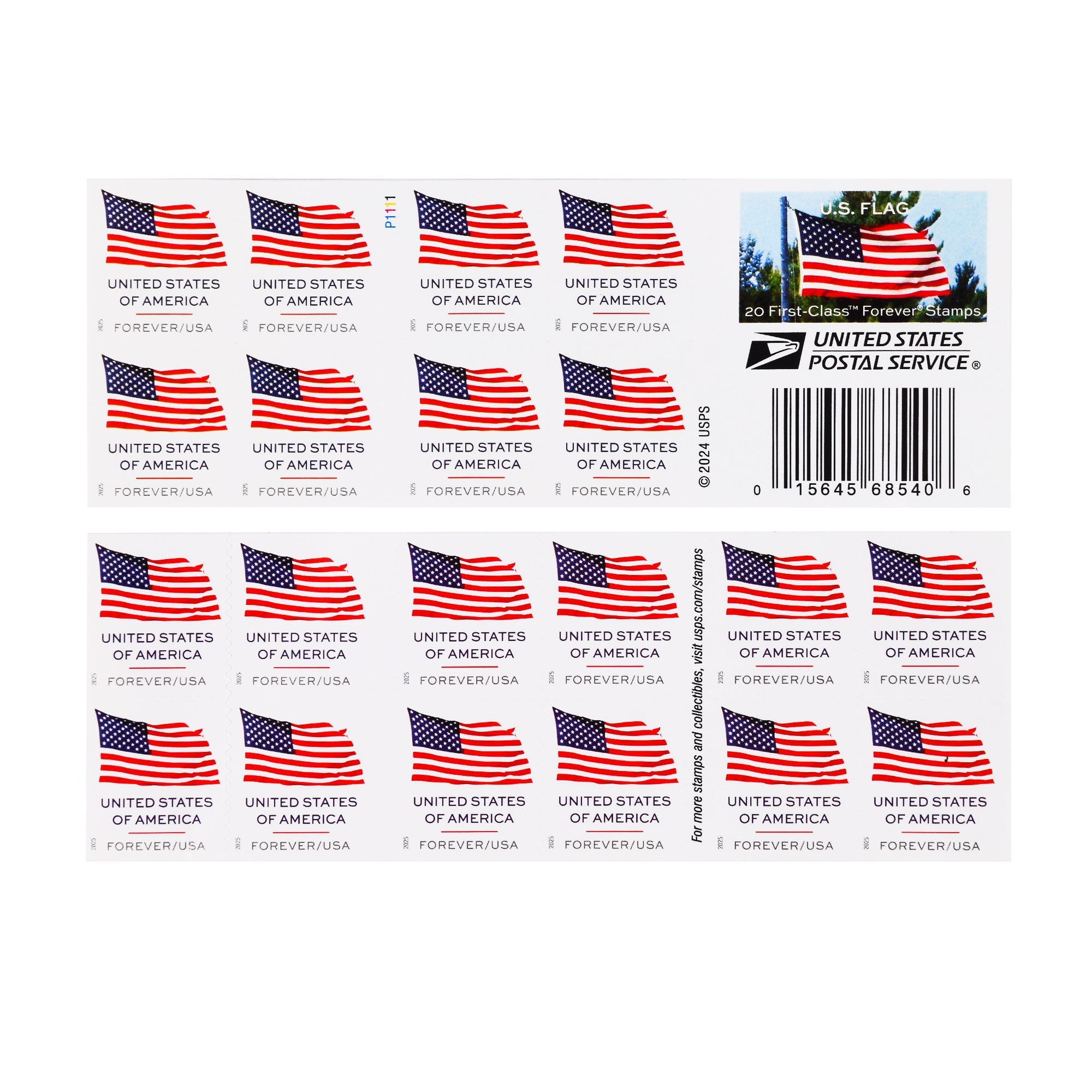 U.S. Flag 2025 Forever First Class Postage Stamps 